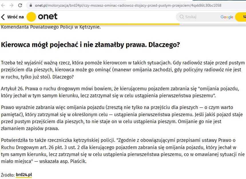 wycinek artykułu z onet.pl
