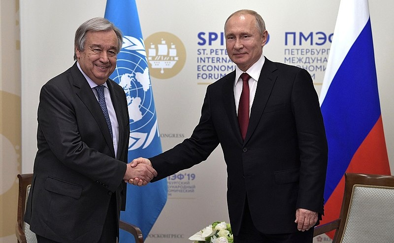 Spotkanie Antonio Guterresa z Władimirem Putinem w 2019 roku, fot. Wikipedia