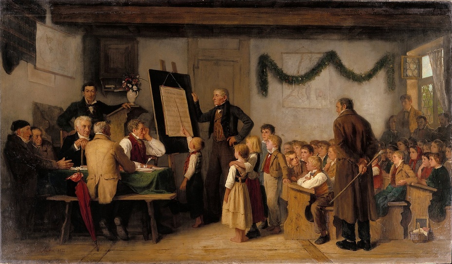 Albert Anker  (1831–1910) , "Egzamin szkolny", 1862.