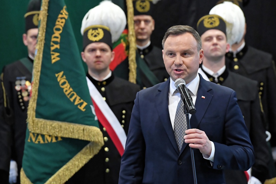 Prezydent Duda w czasie Barbórki. Fot. PAP/Jacek Bednarczyk