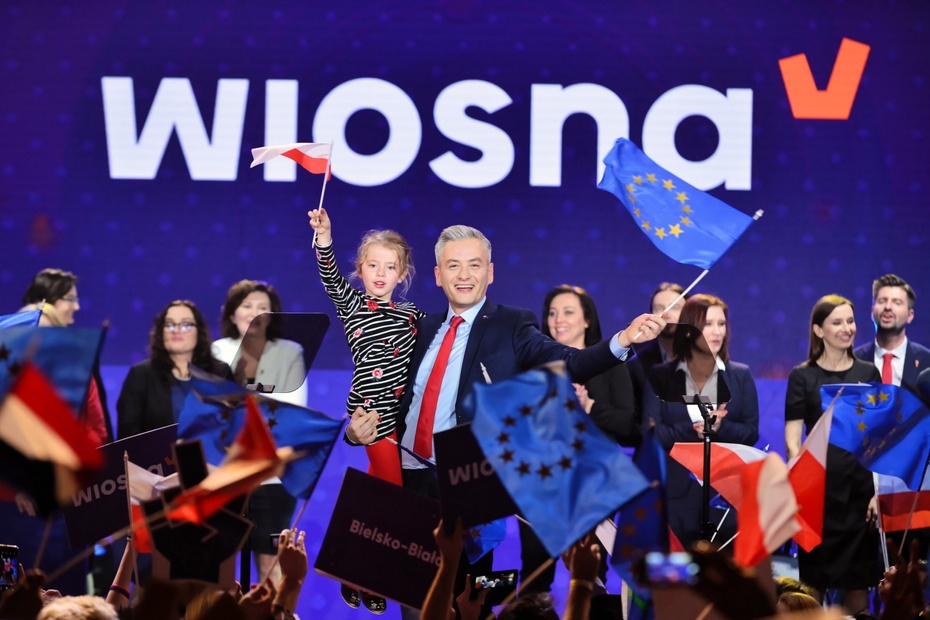 Lider partii Robert Biedroń podczas konwencji Wiosny, fot. PAP/Jakub Kamiński
