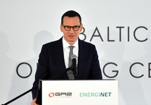 Premier Mateusz Morawiecki na uroczystości otwarcia Baltic Pipe. Fot. PAP/Marcin Bielecki