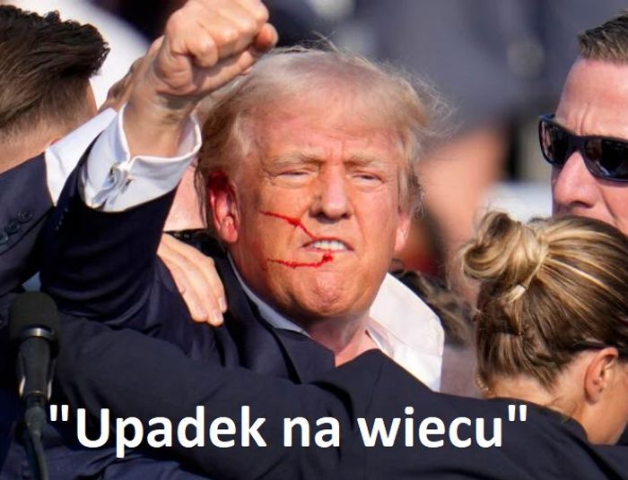 "Upadek" Donalda Trumpa na wiecu