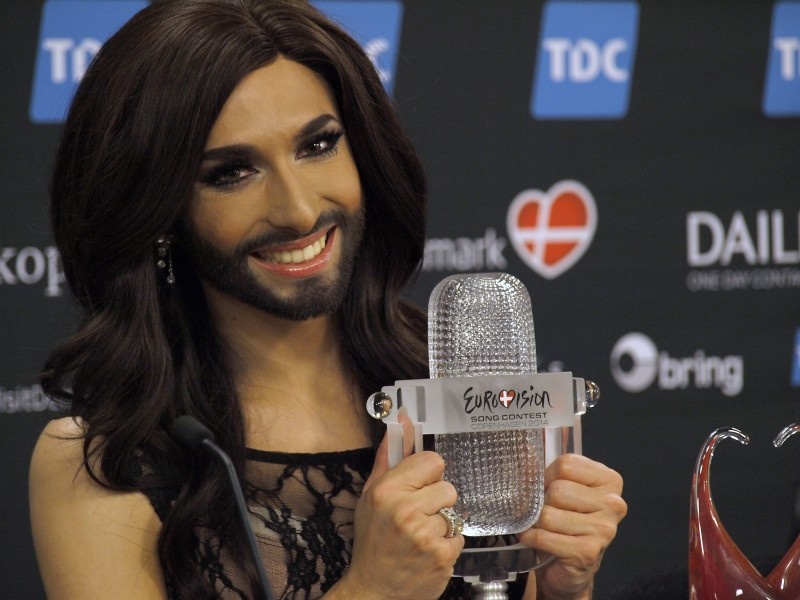 Conchita Wurst – winner of the Eurovision Song Contest 2014" by Tommy Engström, EuroVisionary is licensed under a Creative Commons Attribution-ShareAlike 4.0 International License.