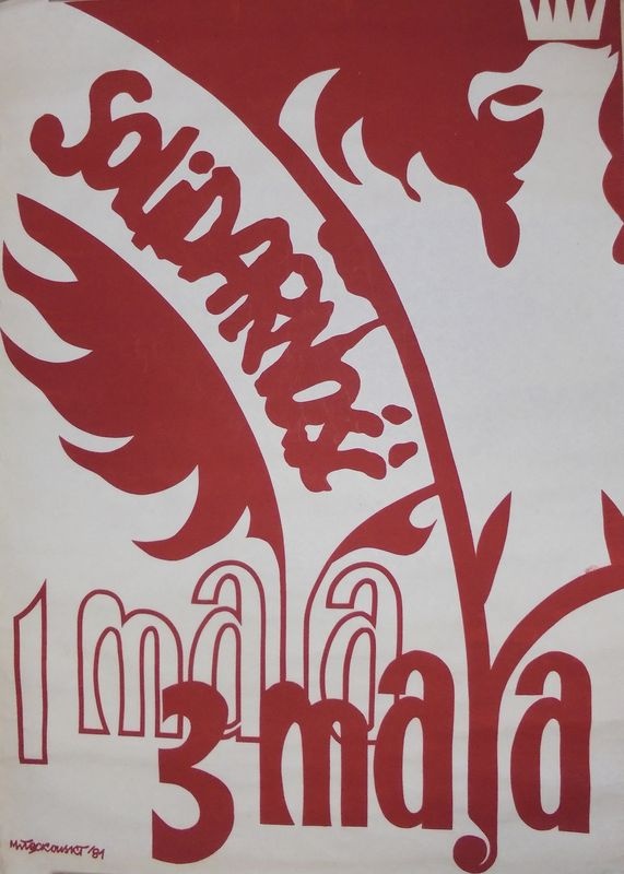 "Solidarność" była jedynym ruchem społecznym widzącym wspólnotę 1 i 3 Maja. Fot. reprodukcja rysunku Michała Więckowskiego z 1981