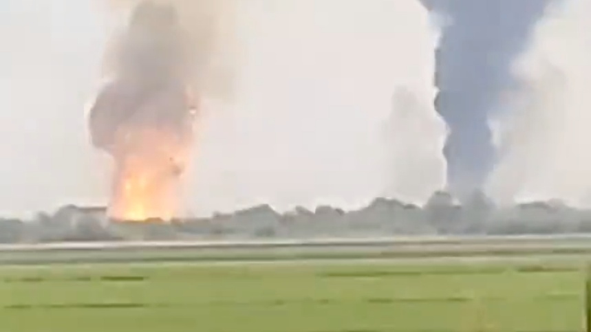 Kolejny wybuchy na Krymie na lotnisku wojskowym we wsi Hvardiiske. (fot. Twitter)