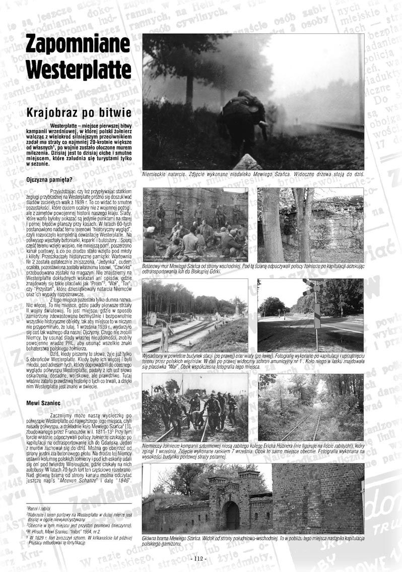 Strona suplementu komiksu "Westerplatte. Załoga śmierci" (wyd. 2004), scen. M.Wójtowicz-Podhorski, rys. K. Wyrzykowski.