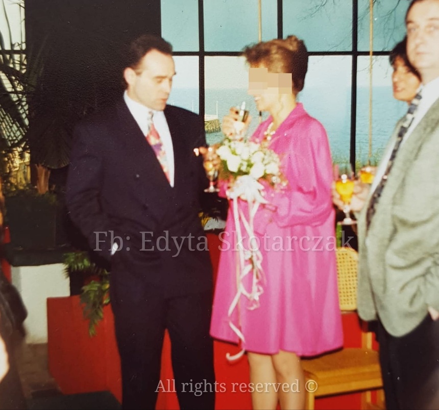 Nikodem Skotarczak z żoną Edytą w dniu ich ślubu