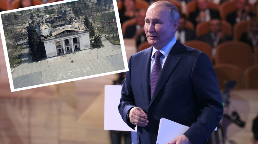 Władimir Putin złożył niezapowiedzianą wizytę w Mariupolu. (fot. PAP/EPA, Twitter)