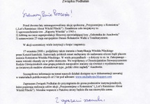 List Fundacji Paradis Judaeorum do Związku Podhalan z 6 stycznia 2010 r.