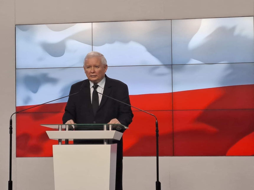 Jarosław Kaczyński udzielił poparcia Markowu Wesołemu. Fot. Twitter/PiS