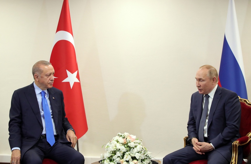 Prezydent Turcji Recep Erdogan i prezydent Rosji Władimir Putin Fot. PAP/EPA/TURKISH PRESIDENT PRESS OFFICE HANDOUT