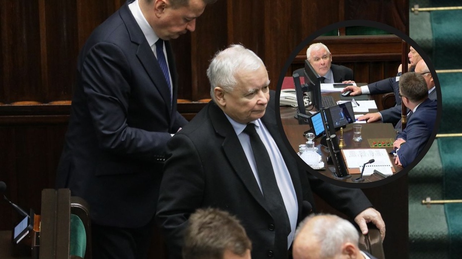 Jarosław Kaczyński (P), Szymon Hołownia (L). Fot. PAP/Tomasz Gzell / X /Canva