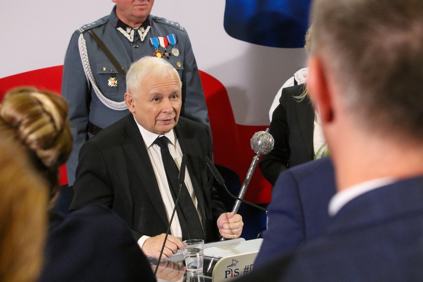 Jarosław Kaczyński na spotkaniu w Opolu. Źródło: PAP/Krzysztof Świderski