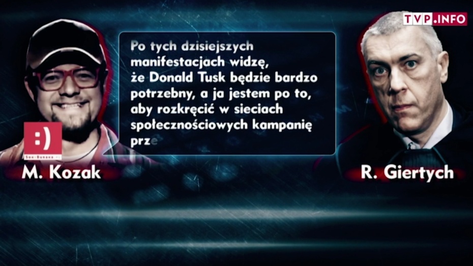 Treść rozmów Romana Giertycha z Mariuszem Kozakiem-Zagozdą. fot. screen TVP INFO