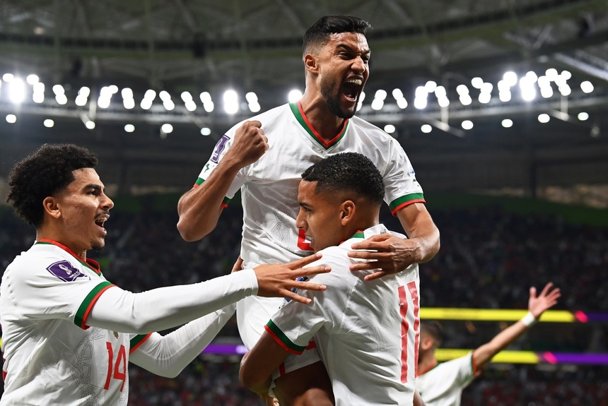 Abdelhamid Sabiri strzelił gola dla Maroka w meczu z Belgią. Fot. PAP/EPA/Georgi Licovski