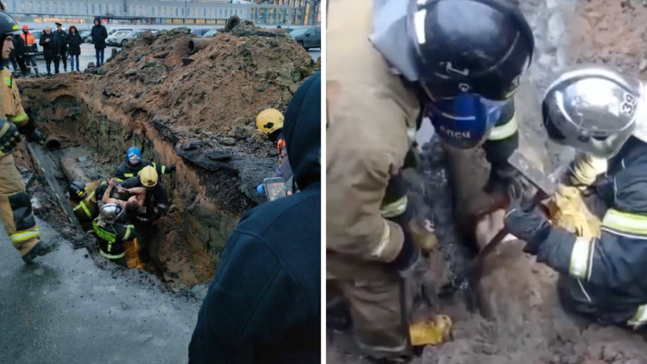 W Petersburgu mężczyzna postanowił wejść do rur kanalizacyjnych. Po 12 metrach utknął, a na miejsce ściągnięto ciężki sprzęt. Chciał uniknąć mobilizacji? (fot. Telegram)