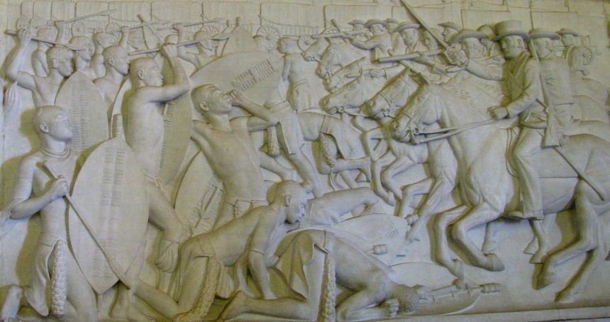 Bitwa nad Krwawą Rzeką, fragment fryzu w Pomniku Voortrekkera k/Pretorii, zdjęcie własne'