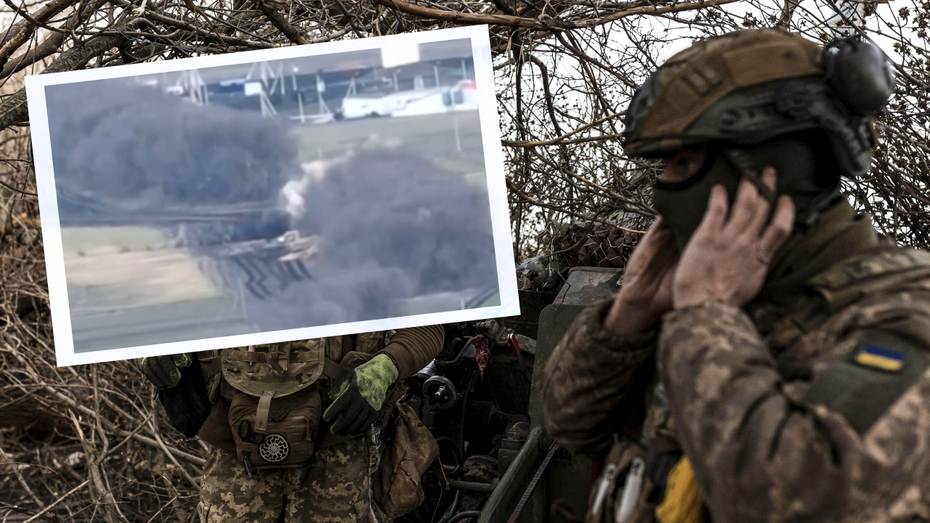 Kadr z nagrania przedstawiający atak na terytorium Rosji (L), ukraińscy żołnierze w okolicach Bachmutu (P) / źródło: Telegram, PAP/EPA