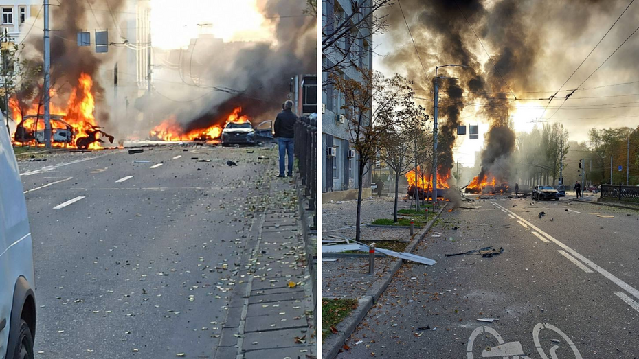 Eksplozje w centrum Kijowa. (fot. Twitter)