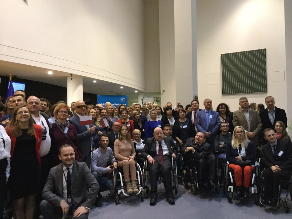 Polska delegacja na IV Parlamencie Osób z Niepełnosprawnościami, Bruksela, 6 grudnia 2017.