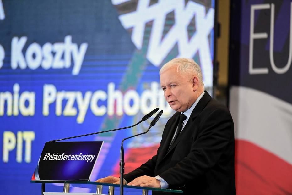 Jarosław Kaczyński przemawiał podczas konwencji PiS w Łodzi. Fot. PAP/Grzegorz Michałowski