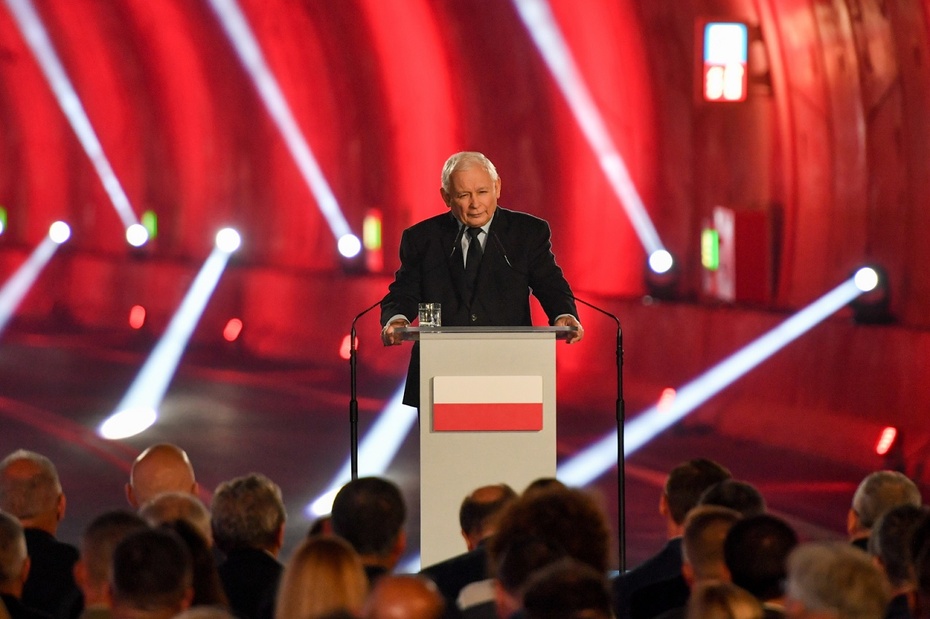 Jarosław Kaczyński na otwarciu tunelu pod Świną w Świnoujściu. Fot. PAP/Marcin Bielecki