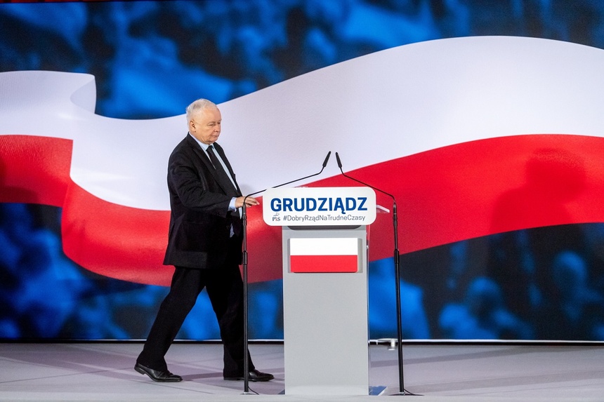 Prezes PiS Jarosław Kaczyński podczas spotkania z mieszkańcami Grudziądza. Fot. PAP/Tytus Żmijewski