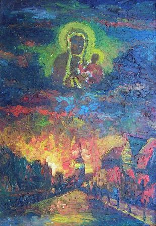 Obraz pędzla Antoniego Wawrzyniaka - "Czarna Madonna" czuwająca nad helską Jastarnią