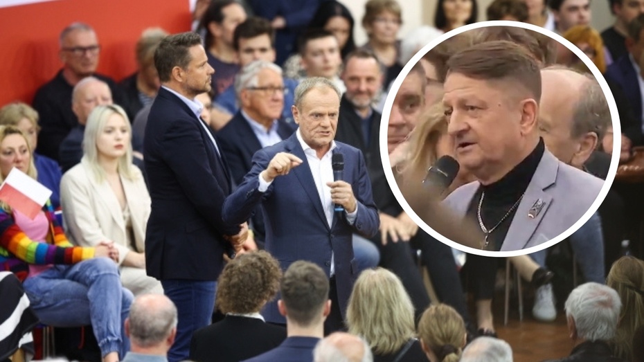 Ryszard Majdzik skradł show Donaldowi Tuskowi w Krakowie. Fot. PAP/Twitter