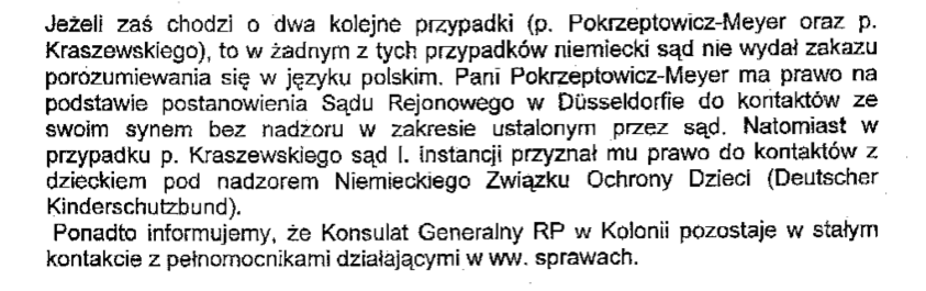 Konsul RP, pan Ryszard Szklany potwierdza nieprawdę Rzecznikowi Praw Obywatelskich - zakłamuje dyskryminację Polaków w Niemczech