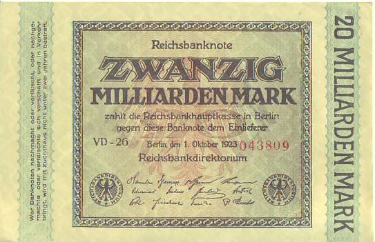 Zwanzig miliarden Mark 1923
