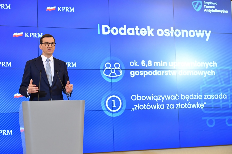 Mateusz Morawiecki zapowiada kolejne rozwiązania w związku z tarczą antyinflacyjną Fot. PAP/Radek Pietruszka