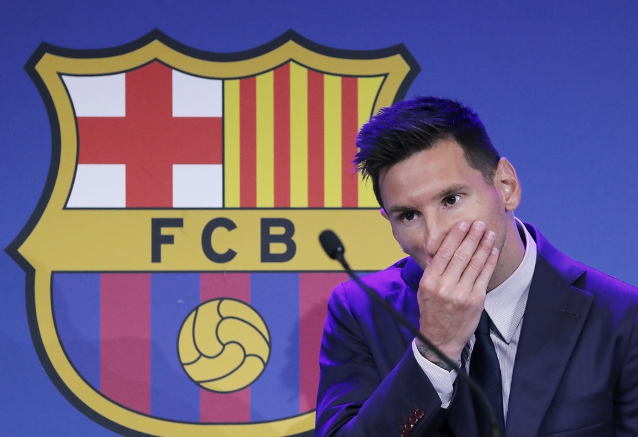 Messi w czasie konferencji prasowej w Barcelonie. FOT: PAP/EPA/ANDREU DALMAU