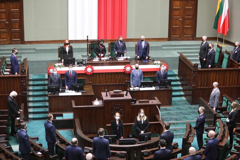 Uroczyste zgromadzenie parlamentarzystów Polski i Litwy. Fot. PAP/Wojciech Olkuśnik