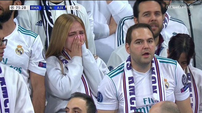 Wymowna reakcja fanki Realu Madryt na wynik 1:4 z Ajaxem.