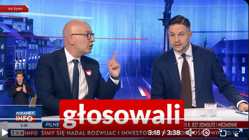 Robert Kropiwnicki (KO) i Patryk Jaki (SP). Screen: TVP