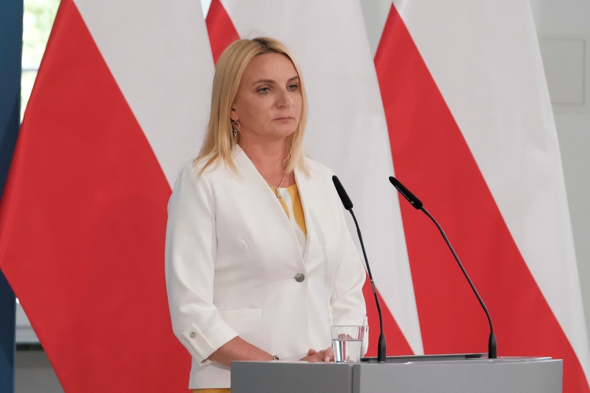 Agnieszka Ścigaj podczas czwartkowej konferencji prasowej wypowiedziała się na temat porozumienia jej koła Polskie Sprawy z PiS. (fot. PAP)