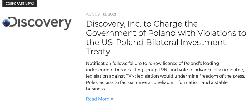Discovery zapowiedziało kroki prawne wobec Polski. Poszło o Lex TVN. Fot. Discovery