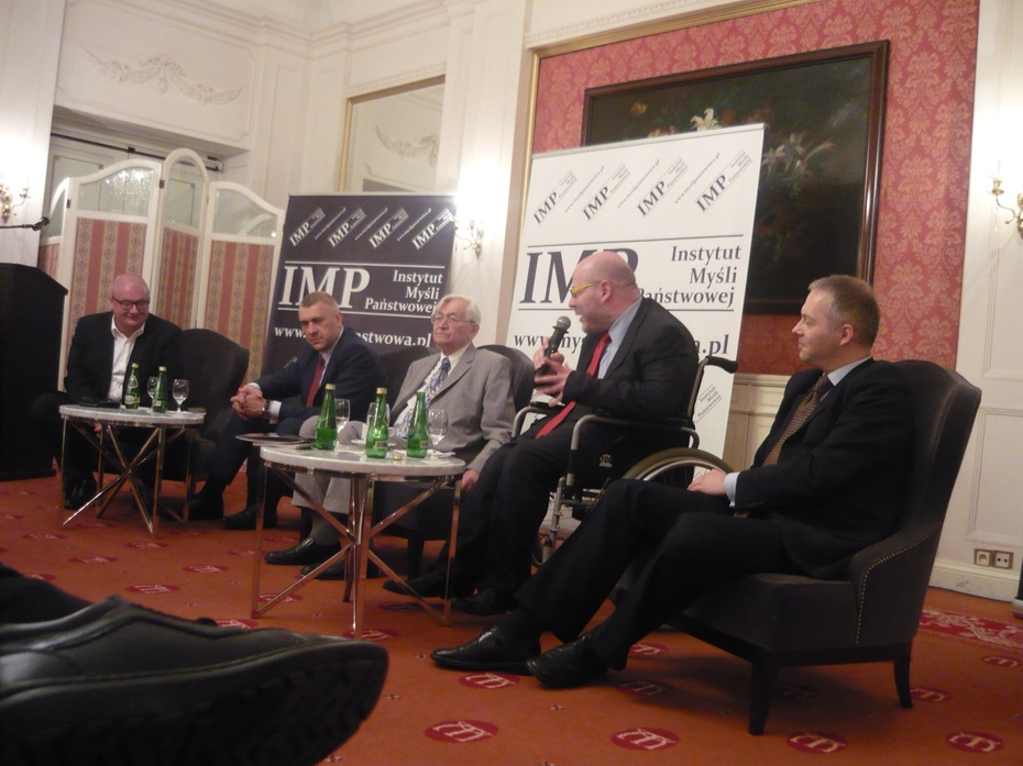 Spotkanie IMP, Hotel Bristol, Warszawa, 16.06.2013. Od lewej: M. Kamiński, R. Giertych, L. Moczulski, J.F. Libicki, J. Żalek