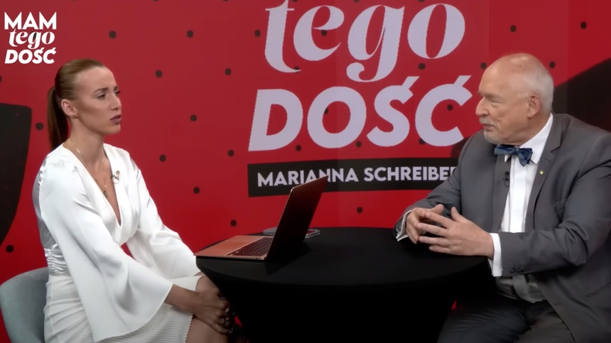 Janusz Korwin-Mikke w programie "Mam tego dość" Marianny Schreiber. (fot. YouTube)