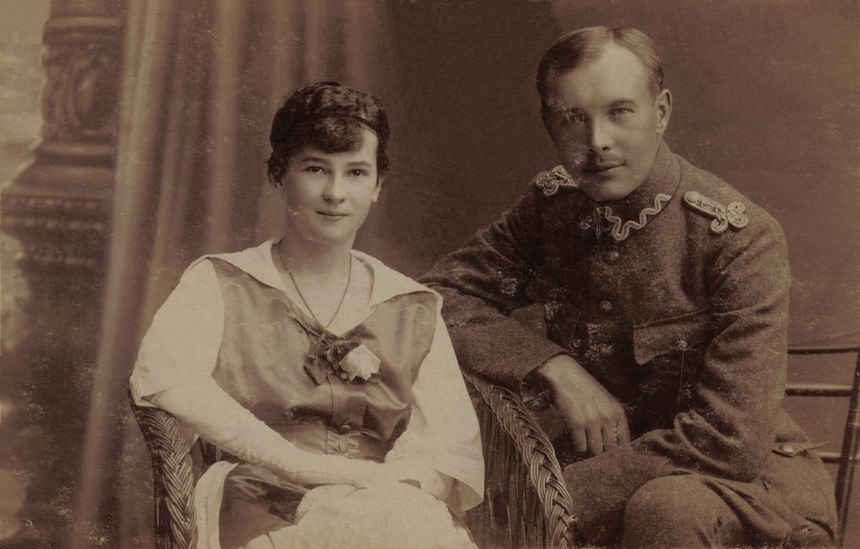 Rok 1919. Irena Sawicka i Stanisław Kobyliński, dowódca I batalionu szturmowego 22 p.p. w Siedlcach
