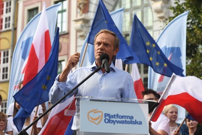 Wystąpienie Donalda Tuska na Długim Targu w Gdańsku, fot. PAP/Marcin Gadomski