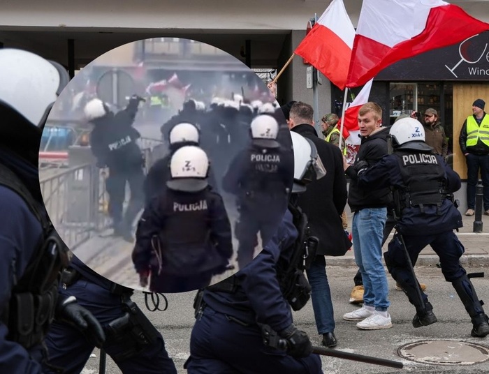 Policjant rzucił czymś w rolników. Szokujące nagranie z protestu