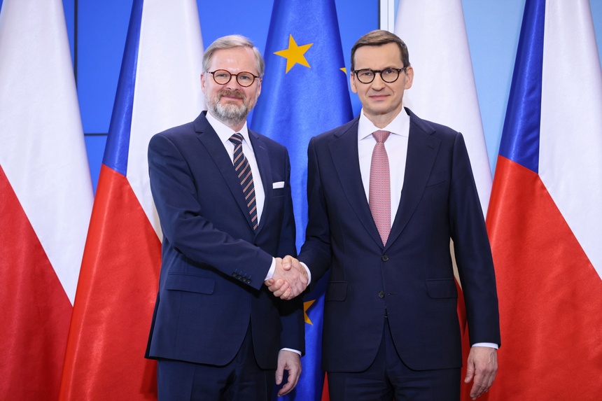 Premierzy Mateusz Morawiecki i Petr Fiala. Fot. PAP/Leszek Szymański