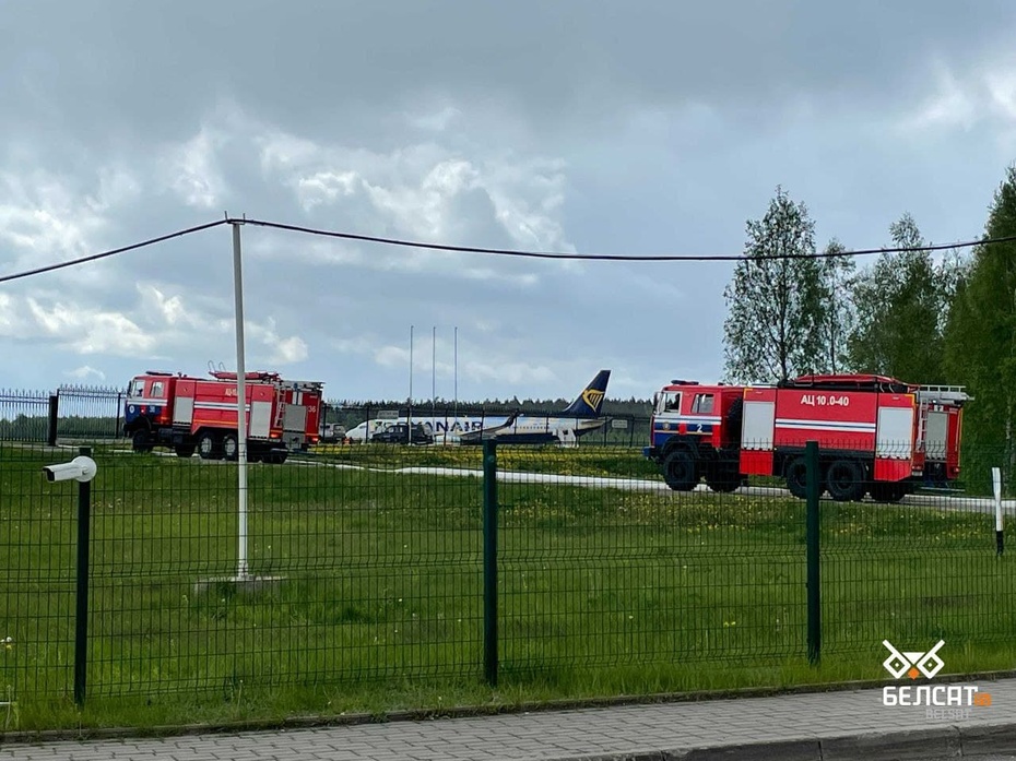 Samolot linii Ryanair sprowadzony do lądowania w Mińsku. Fot. Biełsat