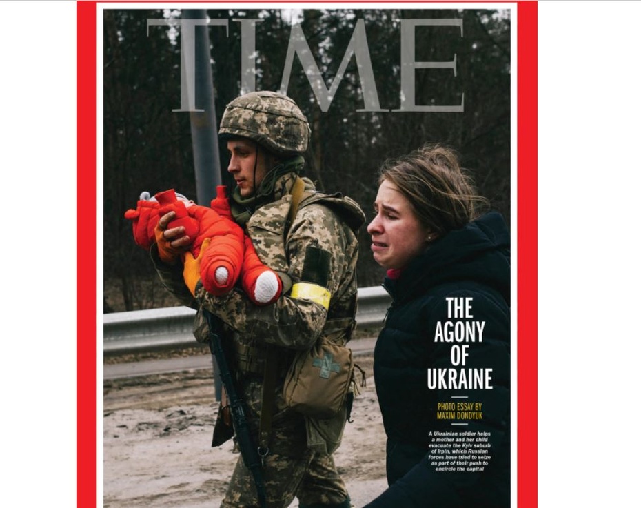 Jedna z okładek "Time'a", poświęcona tematyce wojny na Ukrainie.
