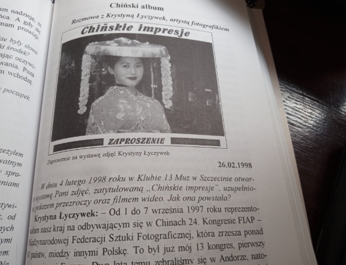 Chiński album - rozmowa z Krystyną Łyczywek, artystą fotografikiem (wspomnienie)