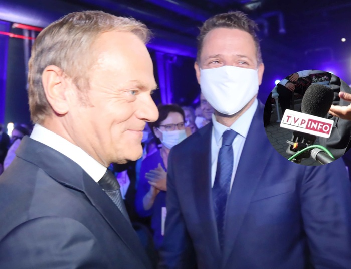 Tusk i Trzaskowski kontra TVP Info