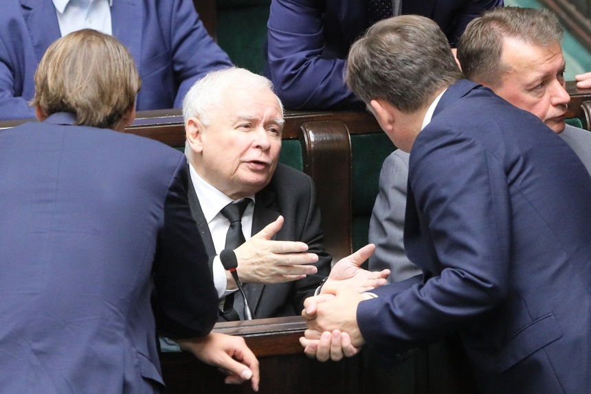 Jarosław Kaczyński wypowiedział się o relacjach z UE. Źródło: PAP/Paweł Supernak